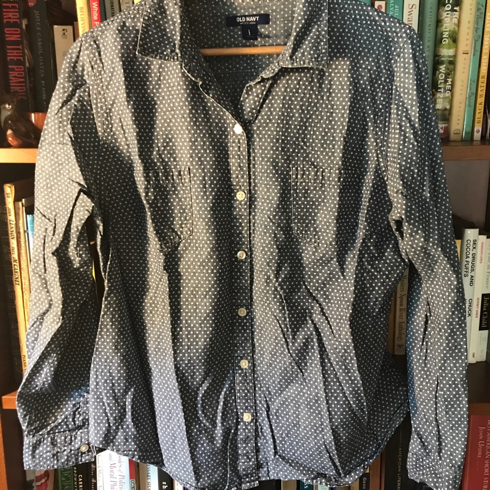 Old Navy Polka Dot Chambray Button Down